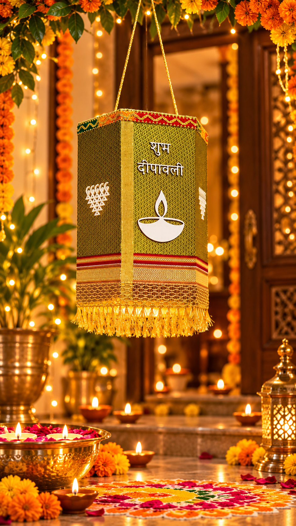 Back of Handmade Diwali Decor